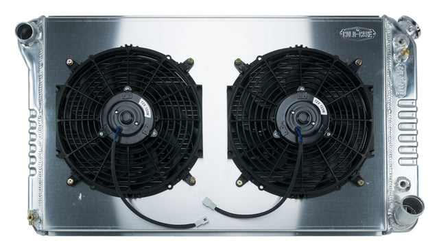 67-76 Chevy GMC Pickup Truck Aluminum Radiator And 12 Inch Fan Kit AT row aluminum polished