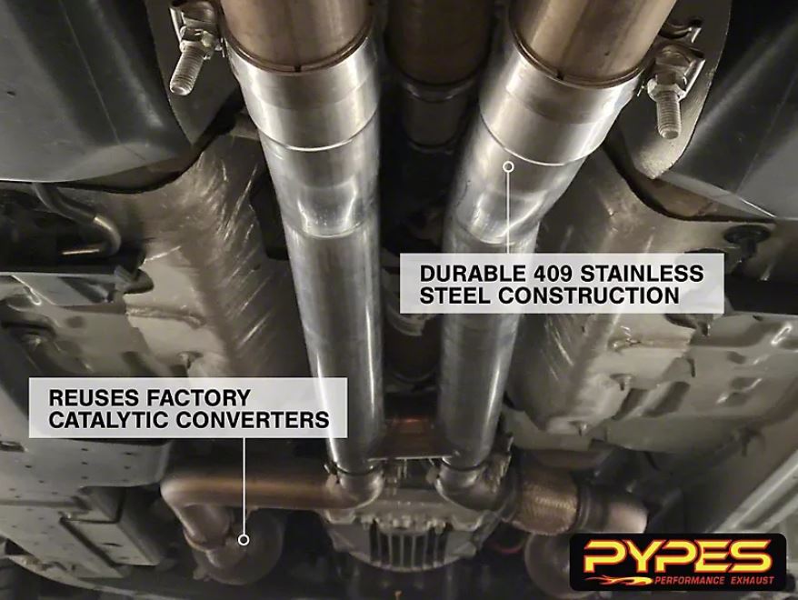 Pypes H-pipe exhaust system fits 2015-2024 Ford Mustang 2.5 inch 304 stainless steel mandrel bent HFM78
