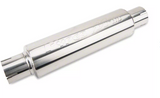 M-80 Series Muffler 2.5 in Round 14 in L Polished 304 Stainless Steel