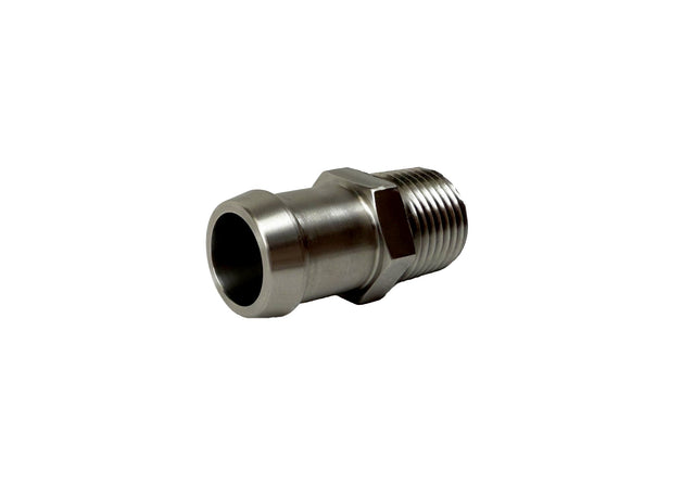 Patriot Fittings heater hose fitting 1/2 inch NPT Male to 3/4 inch Hose Barb 1-3/4 inch Long Straight Stainless Steel PF-1003-SS