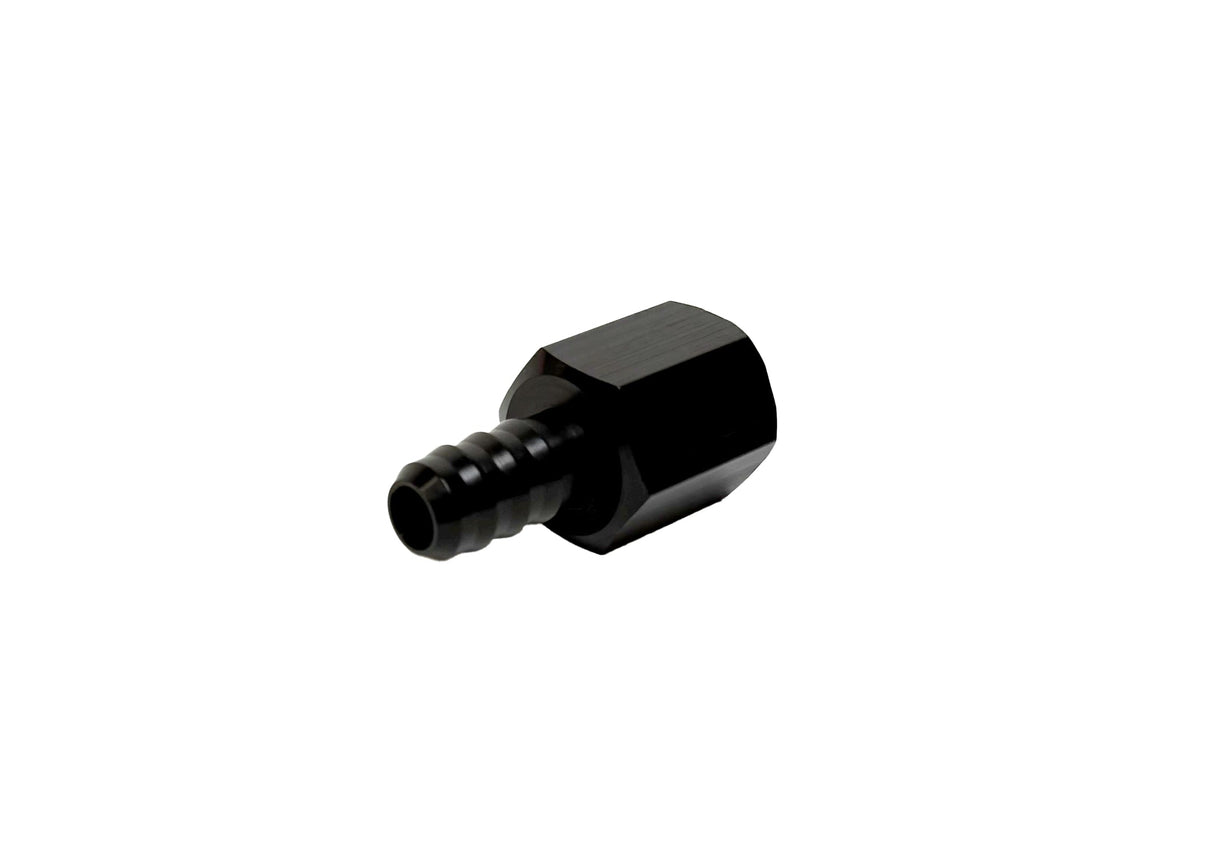 Patriot Fittings adapter fitting 6 AN Female to 3/8 inch Hose Barb Straight Aluminum Black Anodized PF-4000