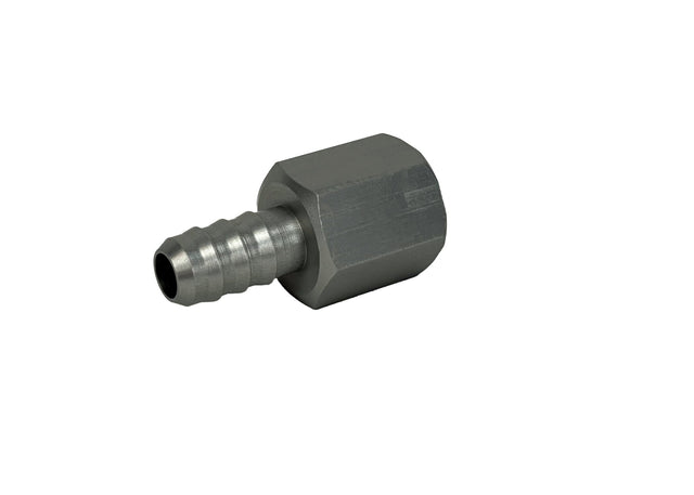 Patriot Fittings adapter fitting 6 AN Female to 5/16 inch Hose Barb Straight Aluminum Clear Anodized PF-4002-C