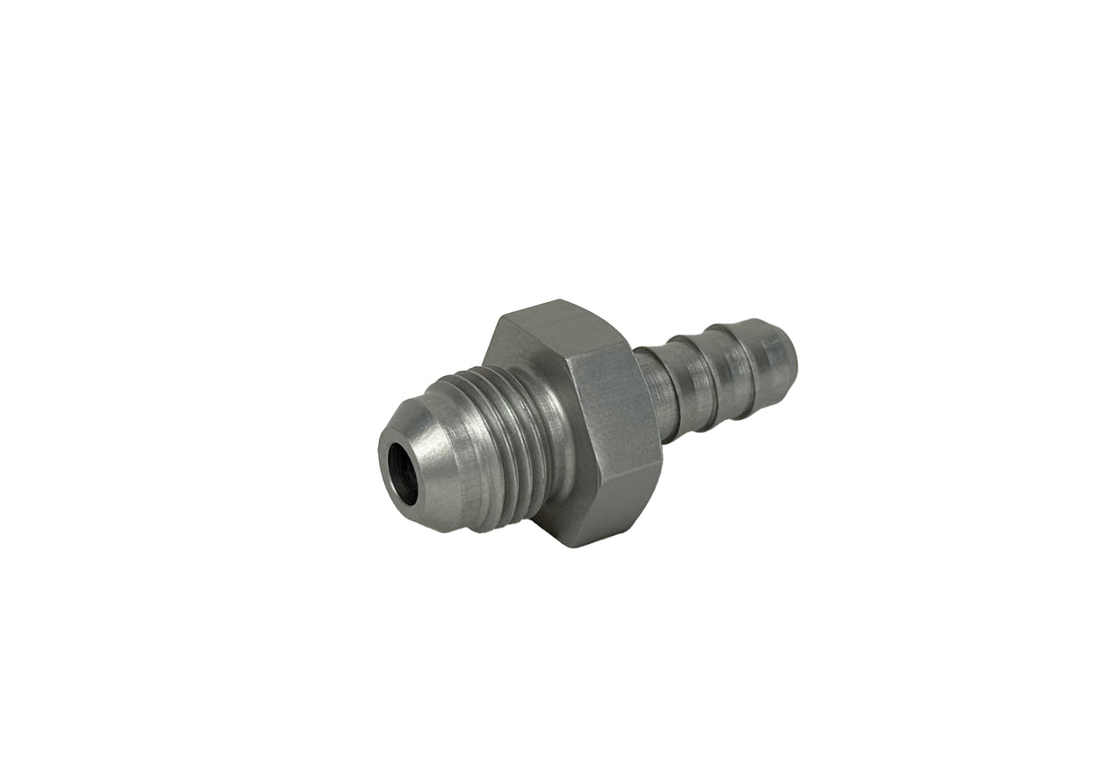 Patriot Fittings adapter fitting 6 AN Male to 5/16 inch Hose Barb Straight Aluminum Clear Anodized PF-4003-C
