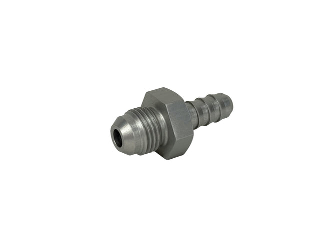 Patriot Fittings adapter fitting 6 AN Male to 5/16 inch Hose Barb Straight Aluminum Clear Anodized PF-4003-C