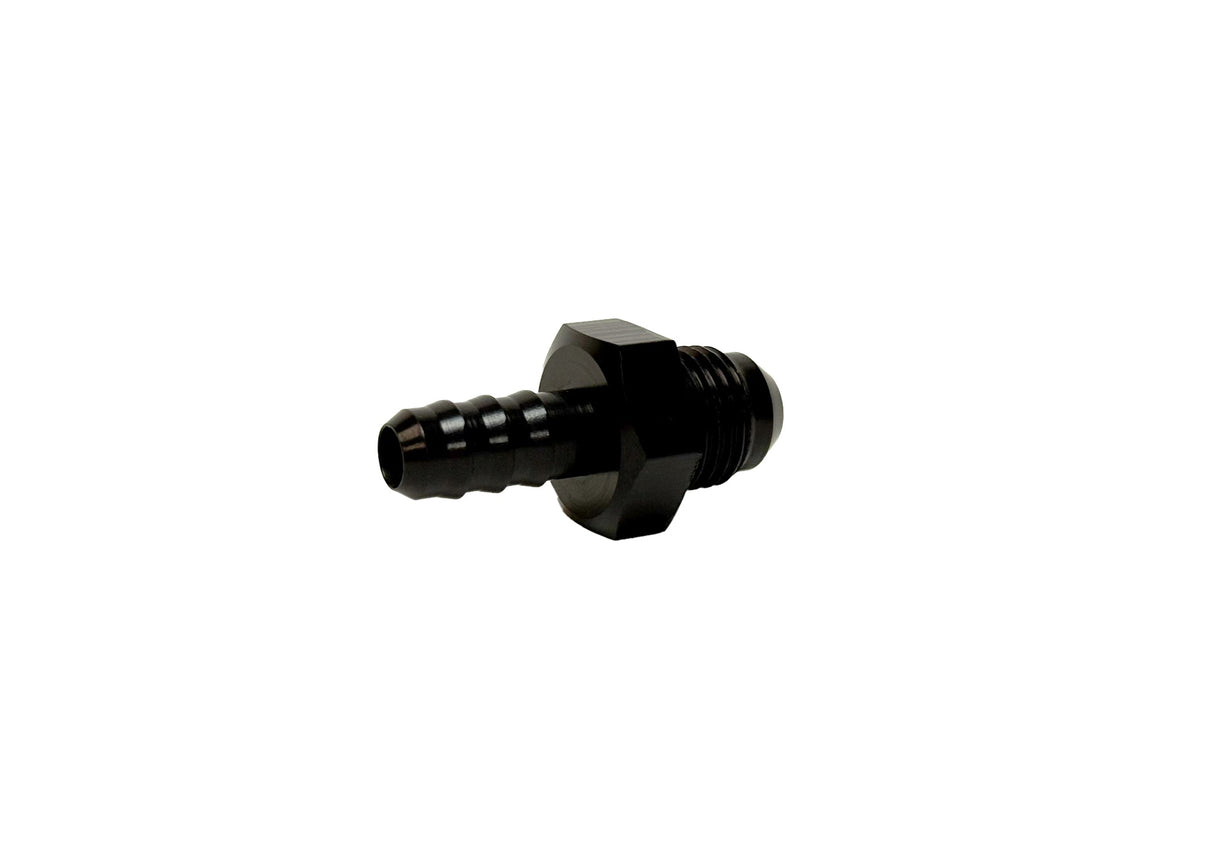 Patriot Fittings adapter fitting 6 AN Male to 5/16 inch Hose Barb Straight Aluminum Black Anodized PF-4003