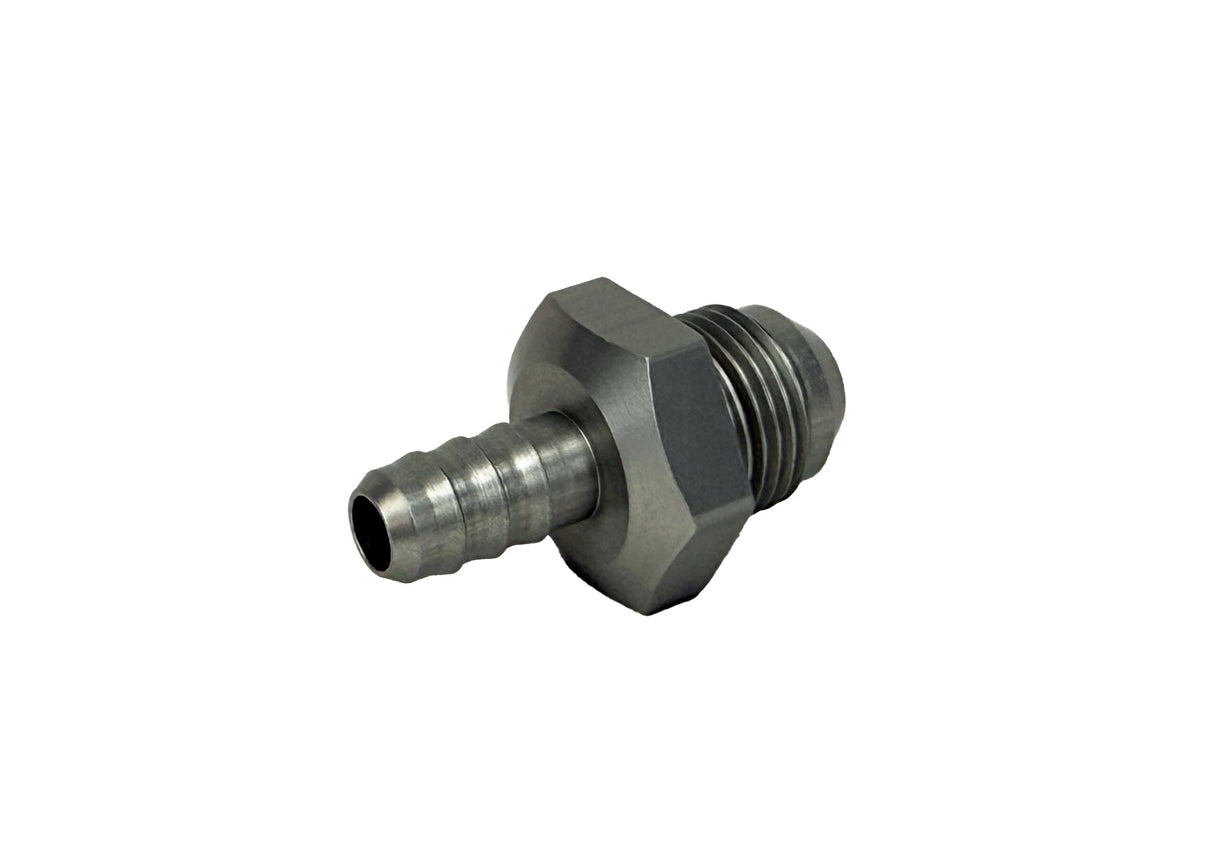 Patriot Fittings adapter fitting 8 AN Male to 3/8 inch Hose Barb Straight Aluminum Clear Anodized PF-4008-C