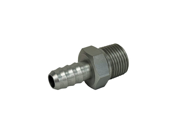 Patriot Fittings adapter fitting 3/8 inch NPT Male to 5/16 inch Hose Barb Straight Aluminum Clear Anodized PF-4200-C