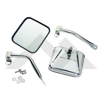 RT Off-Road mirror kit fits 1976-1983 Jeep CJ5, 1976-1986 Jeep CJ7, 1981-1986 Jeep CJ8 stainless steel RT30001