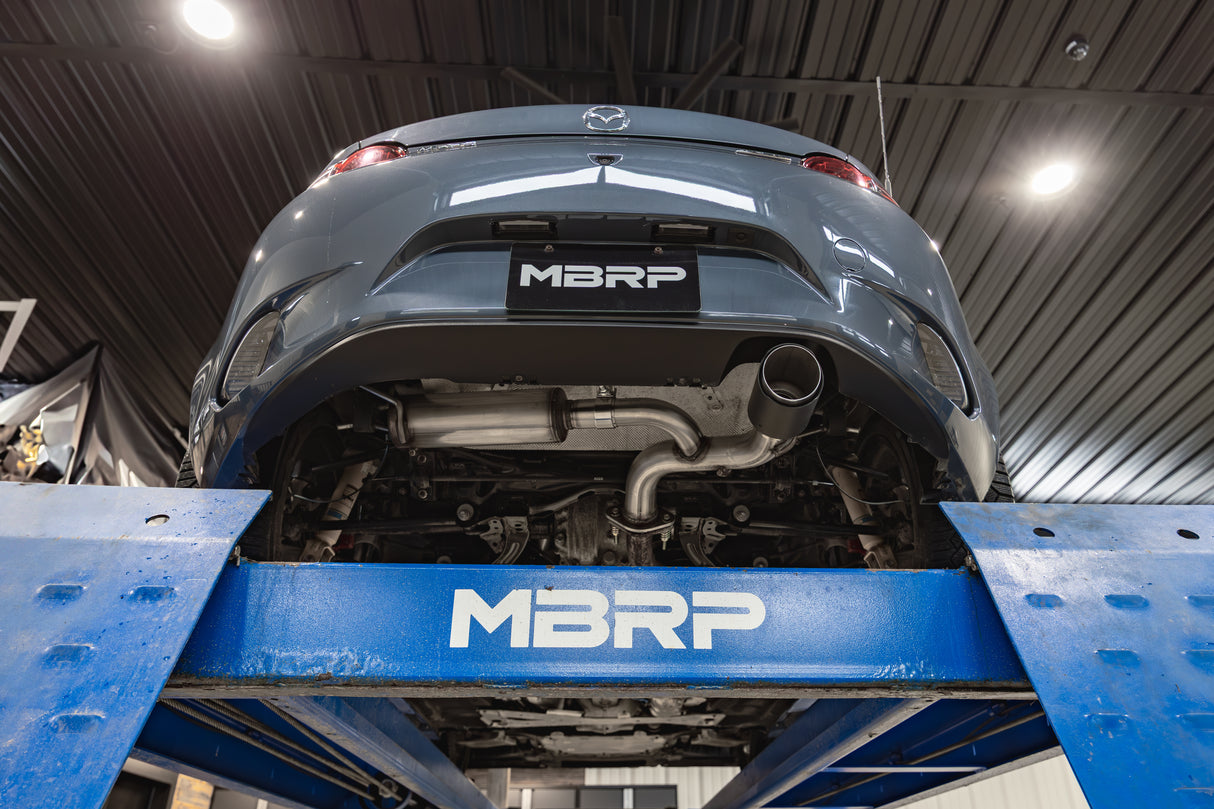 MBRP axle-back exhaust system 2.5 inch single rear exit Armor Pro Series T304 stainless steel carbon fiber tip