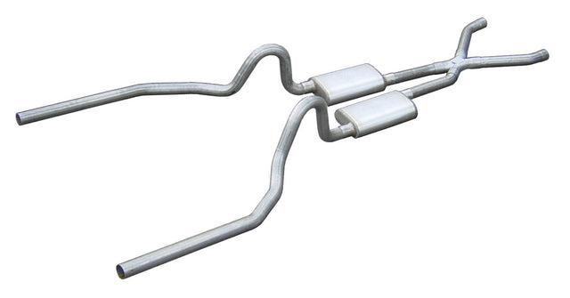 Pypes X-pipe exhaust system fits 1965-1970 Ford Mustang 2.5 inch split rear exit dual exit 304 stainless steel mandrel bent SFM03R