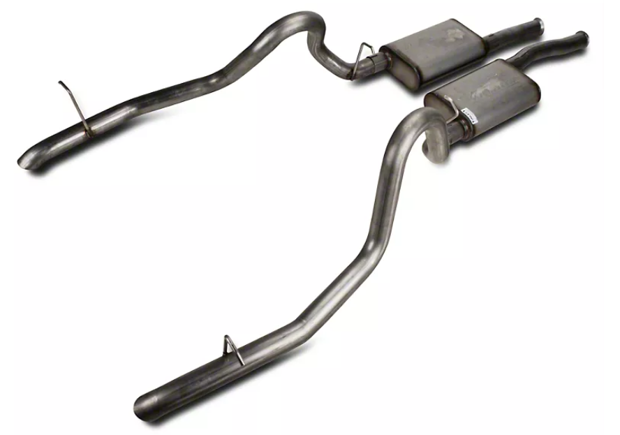 Pypes X-pipe exhaust system fits 1987-1993 Ford Mustang 2.5 inch split rear exit dual exit 304 stainless steel mandrel bent SFM10V