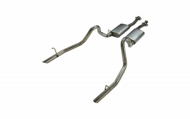 Pypes Violator exhaust system fits 1979-1993 Ford Mustang 2.5 inch split rear exit dual exit 304 stainless steel mandrel bent SFM13V