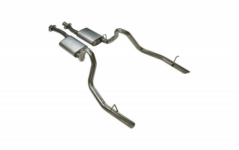 Pypes Violator exhaust system fits 1979-1993 Ford Mustang 2.5 inch split rear exit dual exit 304 stainless steel mandrel bent