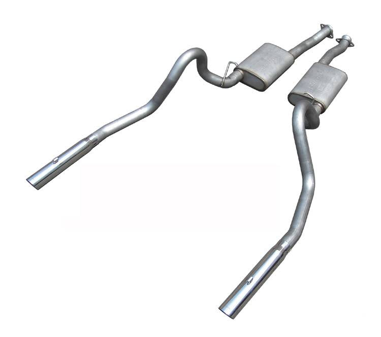 Pypes Violator exhaust system fits 1999-2004 Ford Mustang 2.5 inch split rear exit dual exit 304 stainless steel mandrel bent SFM27V