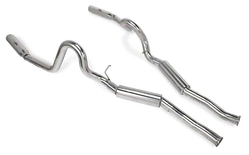Pypes Pype Bomb axle-back exhaust system fits 1979-2004 Ford Mustang 2.5 inch split rear exit dual exit 304 stainless steel mandrel bent SFM29V