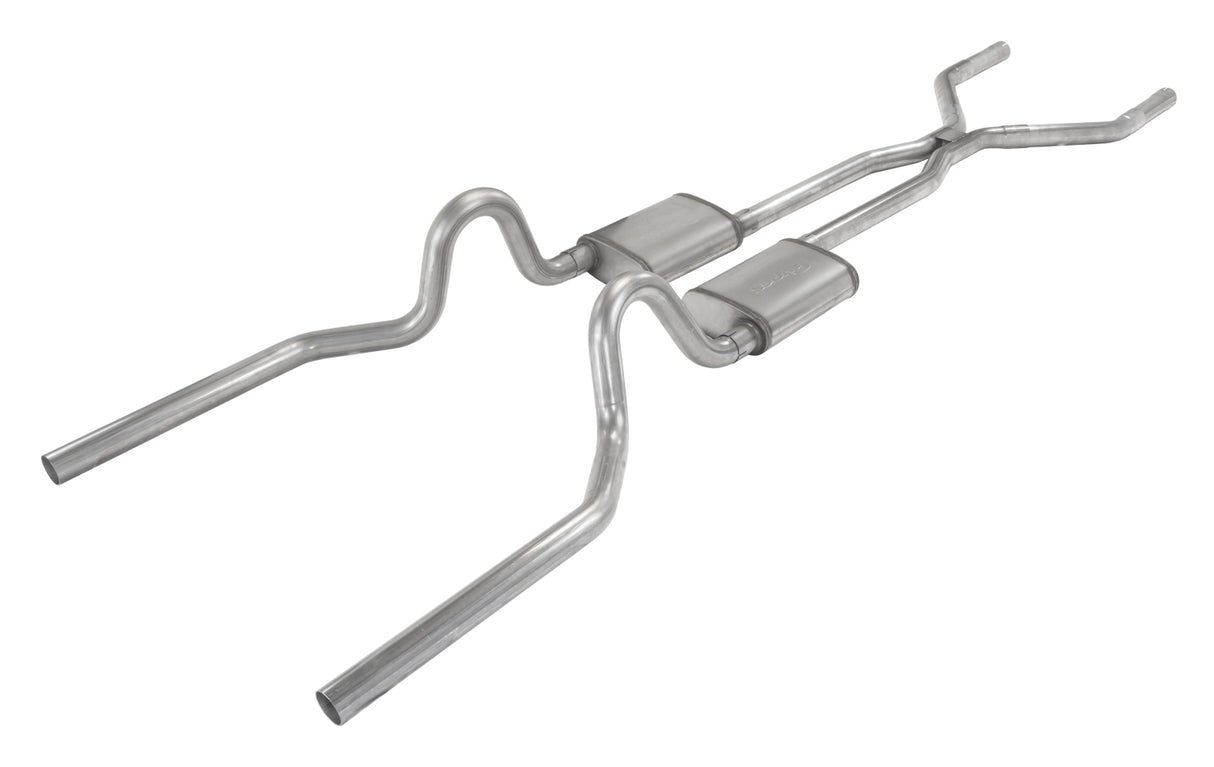 Pypes Violator exhaust system fits 1965-1970 Ford Mustang 2.5 inch split rear exit dual exit 304 stainless steel mandrel bent