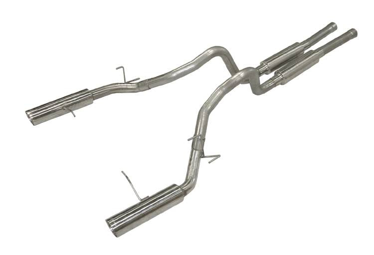 Pypes Pype Bomb axle-back exhaust system fits 2011-2013 Ford Mustang 4 inch split rear exit dual exit 304 stainless steel mandrel bent SFM76M