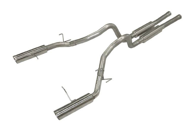Pypes Pype Bomb axle-back exhaust system fits 2011-2013 Ford Mustang 4 inch split rear exit dual exit 304 stainless steel mandrel bent SFM76M