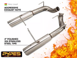 Pypes Pype Bomb axle-back exhaust system fits 2011-2014 Ford Mustang 2.5 inch split rear exit 304 stainless steel mandrel bent SFM79MS