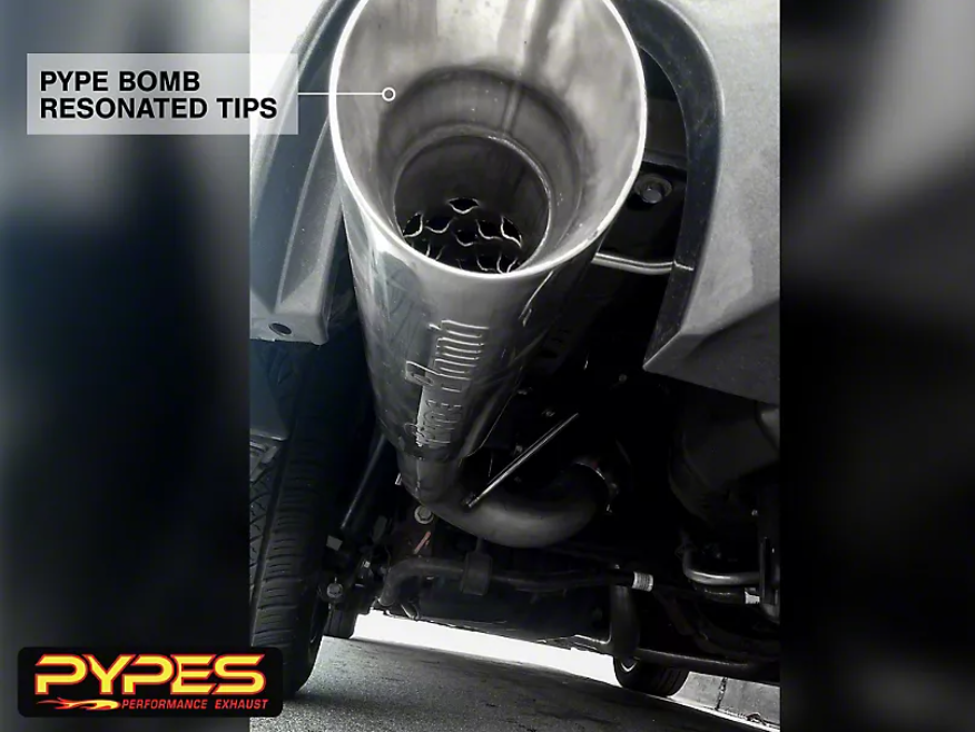 Pypes Pype Bomb axle-back exhaust system fits 2011-2014 Ford Mustang 2.5 inch split rear exit 304 stainless steel mandrel bent