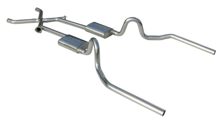 Pypes X-pipe exhaust system fits 1970-1971 A-Body 3 inch split rear exit dual exit 304 stainless steel mandrel bent SGA14T