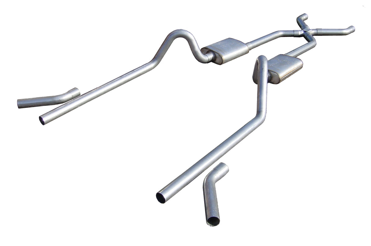 Crossmember Back w/X-Pipe Exhaust System 55-57 Tri-Five Chevy Split Rear Dual Exit
