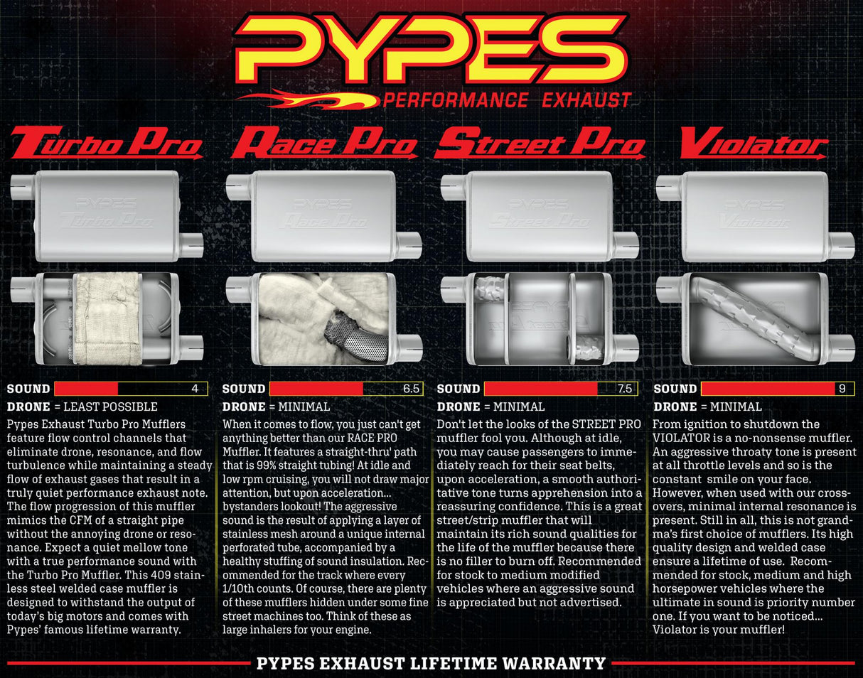 Pypes X-pipe exhaust system fits 1955-1957 Chevy C10 2.5 inch split rear exit dual exit 304 stainless steel mandrel bent