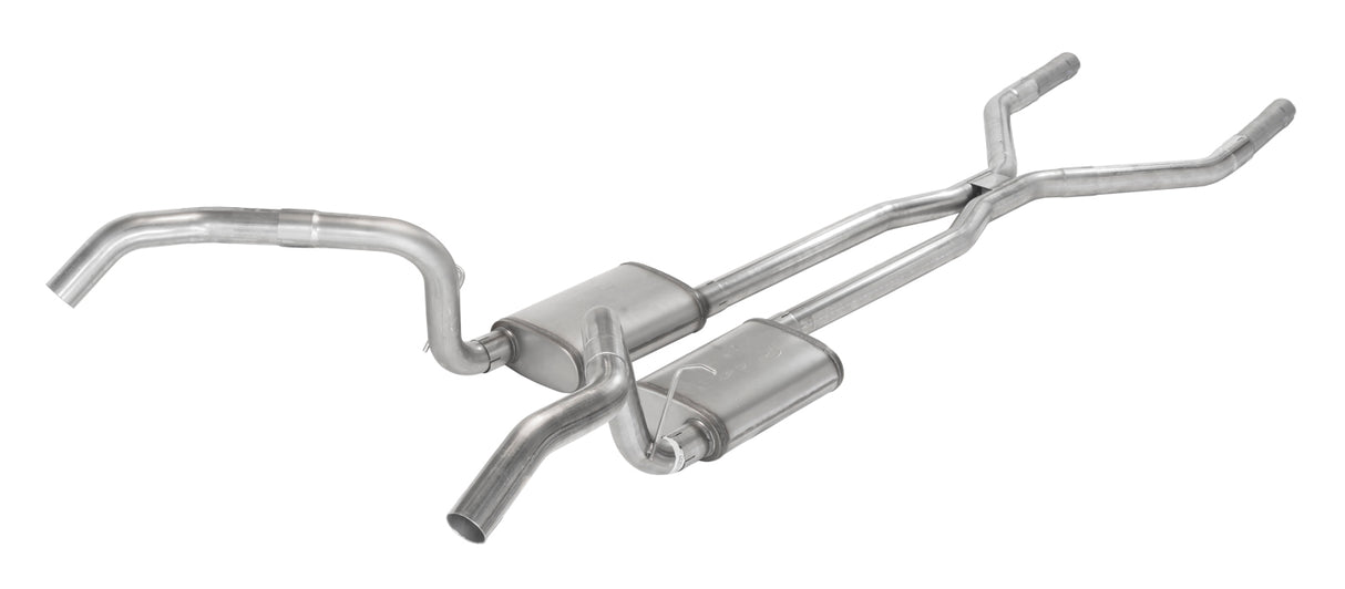 Crossmember Back w/H-Pipe Exhaust System 67-69 Split Rear Dual Exit 2.5 in