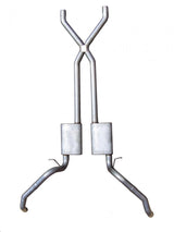 Crossmember Back w/X-Pipe Exhaust System 67-69 Split Rear Dual Exit 2.5 in