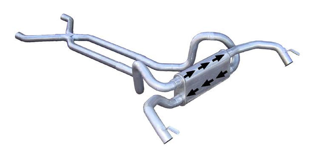 Pypes crossmember-back exhaust system 2.5 inch split rear exit dual exit 304 stainless steel mandrel bent EVT49