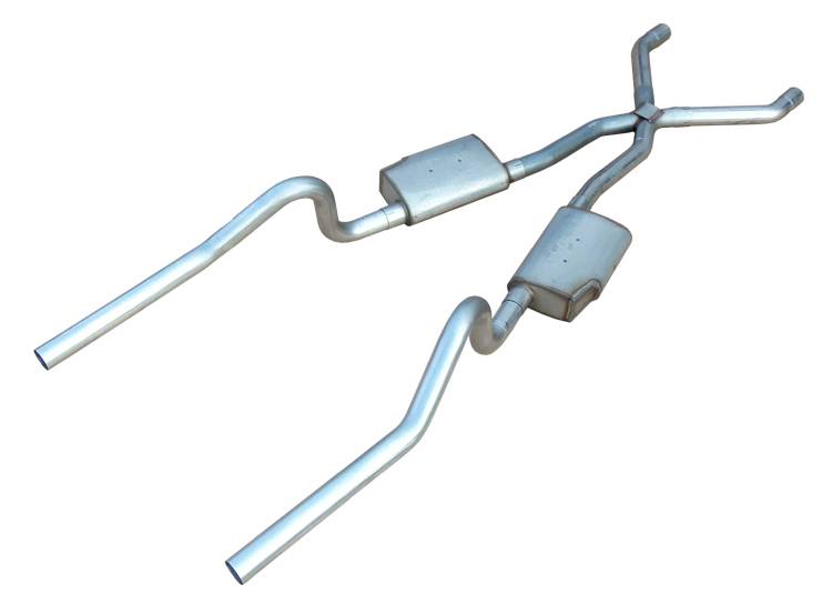 Pypes X-pipe exhaust system fits 1970-1974 Dodge Challenger 2.5 inch split rear exit dual exit 304 stainless steel mandrel bent MVR200S