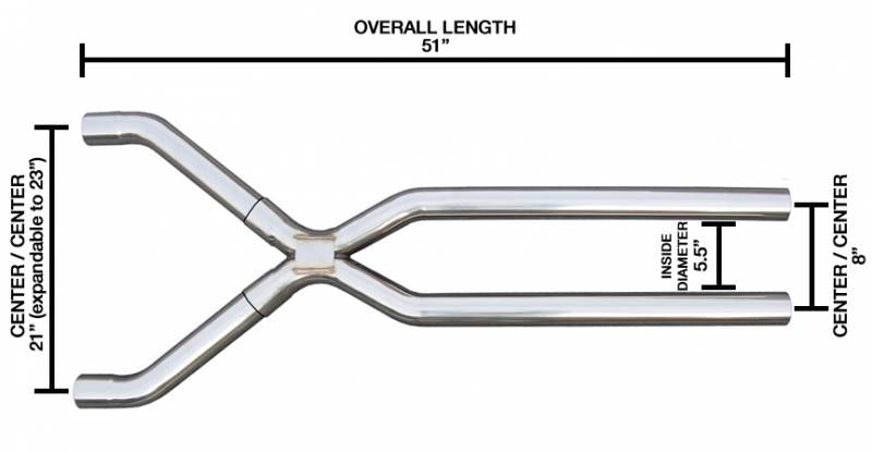 Pypes X-pipe exhaust system fits 1967-1969 F-Body 2.5 inch 304 stainless steel mandrel bent RPE631FA