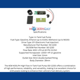 t Aem 400 Lph Fuel Pump Kit - Double Barb-50-1230 AEM