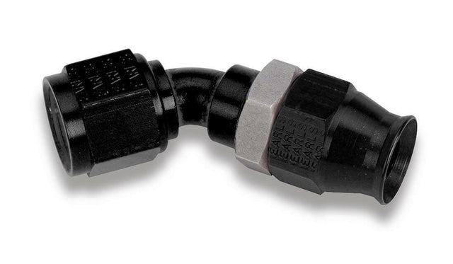 Adj. Tube 45 Degree Speed-Seal Hose End-8 Hose Size,8 Nut Size-AT604738ERL AN fitting black aluminum