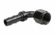Super Stock&trade; 90 Degree -6 Female to 3/8 Barb - AT709167ERL AN fitting black aluminum
