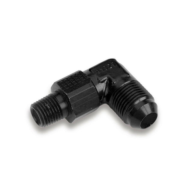 90 Degree -4 AN Male to 1/8 NPT Male Swivel - AT922104ERL AN fitting black aluminum