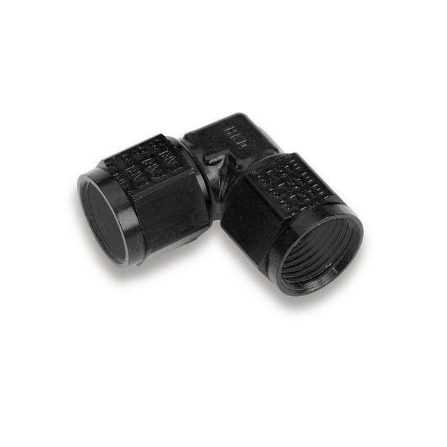 90 Degree -12 AN Female to Female Swivel - AT934112ERL AN fitting black aluminum