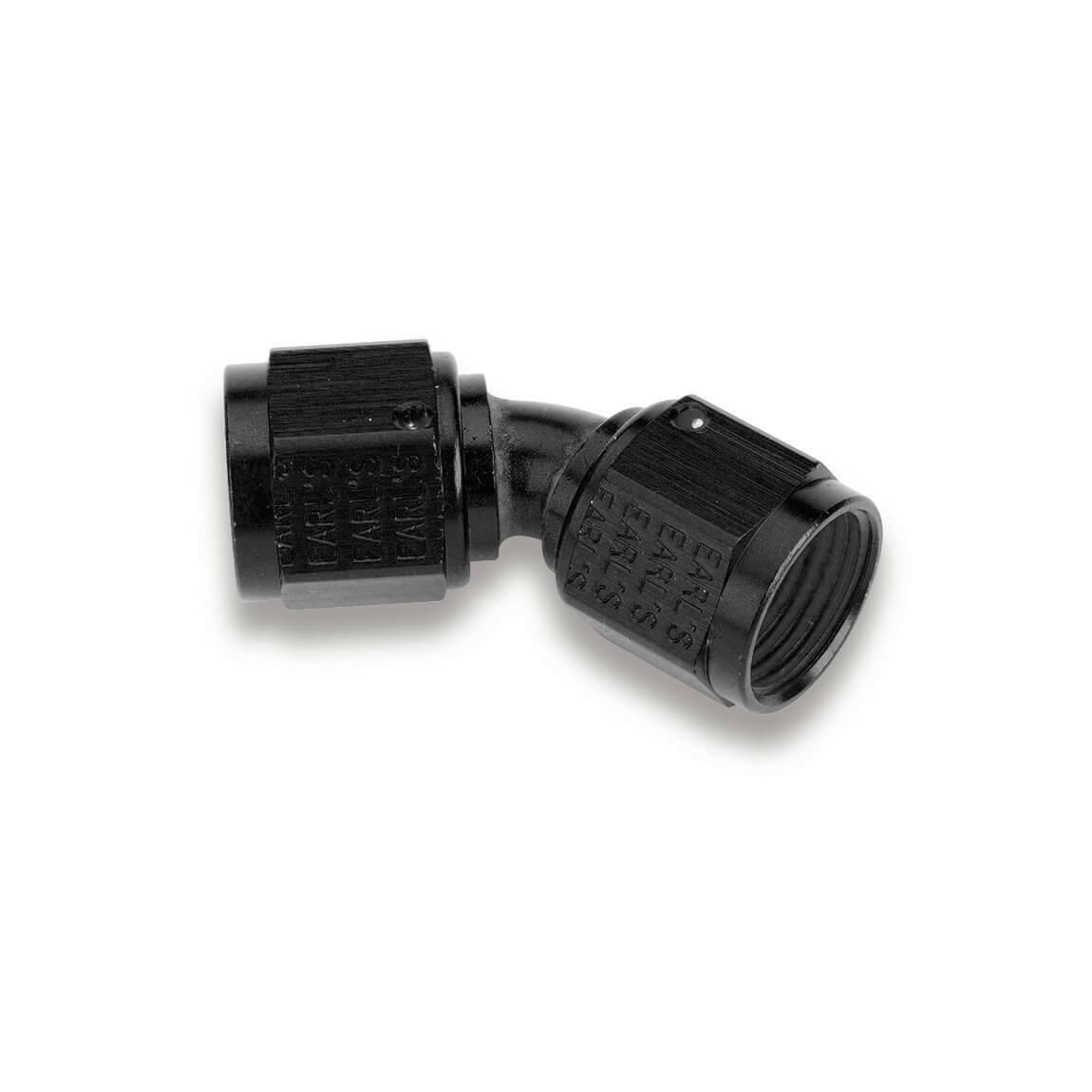 45 Degree -8 AN Female to Female Swivel - AT939208ERL AN fitting black aluminum
