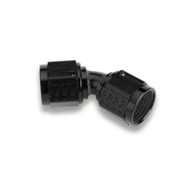 45 Degree -8 AN Female to Female Swivel - AT939208ERL AN fitting black aluminum