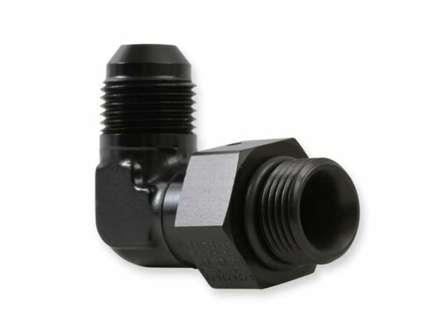 90 Degree -8 AN Male to 3/4-16 Swivel - AT949008ERL AN fitting black aluminum