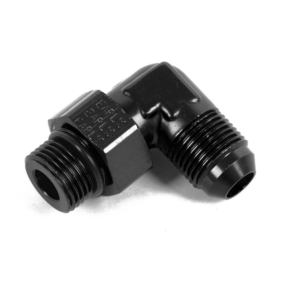 90 Degree -10 AN Male to 7/8-14 Swivel - AT949010ERL AN fitting black aluminum