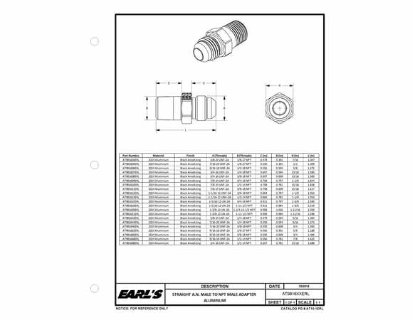 Straight Male AN -6 to 3/8 NPT - AT981666ERL