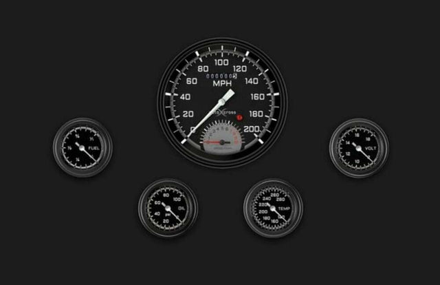 AutoCross Gray Five Gauge Set 165 AX165GBLF