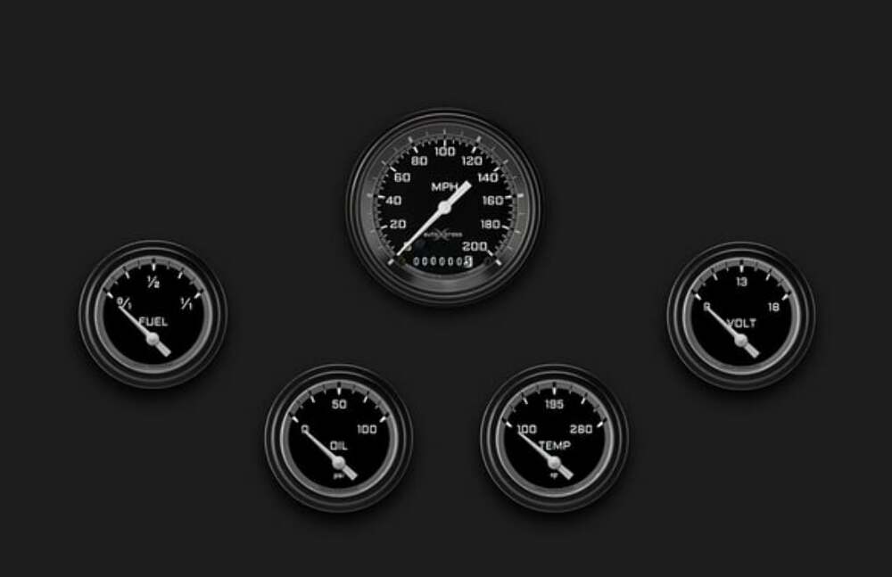 AutoCross Gray Five Gauge Set 200 AX200GBLF