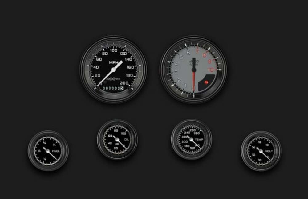 AutoCross Gray Six Gauge Set 101 AX101GBLF