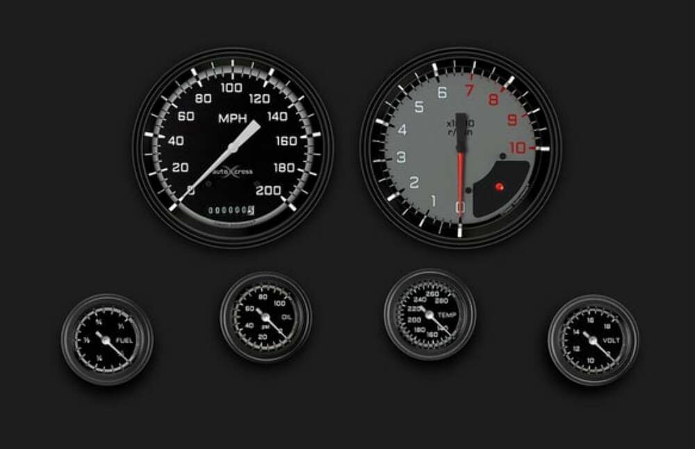 AutoCross Gray Six Gauge Set 151 AX151GBLF