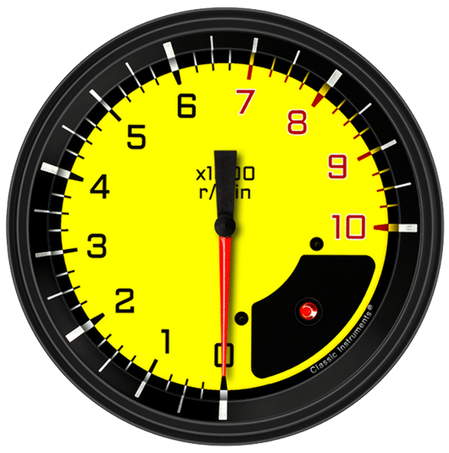 AutoCross Yellow 4 5/8" Tachometer AX71YBLF