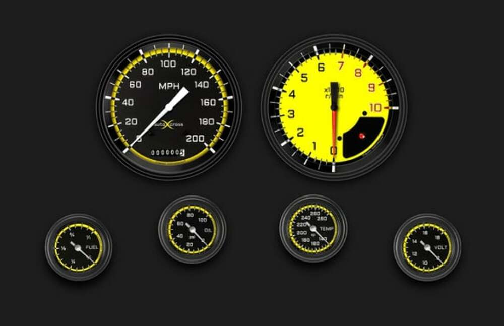 AutoCross Yellow Six Gauge Set 151 AX151YBLF