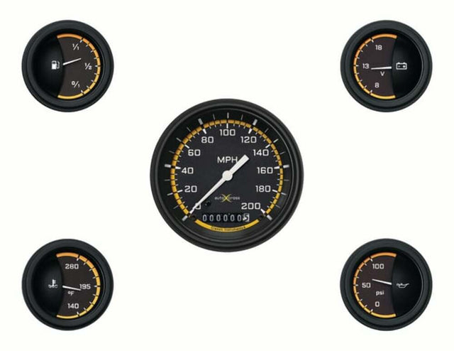 Classic Instruments analog dash gauge set black