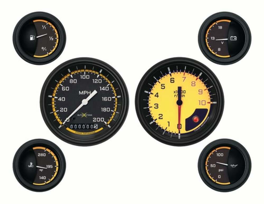 Classic Instruments analog dash gauge set black